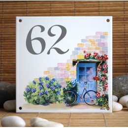 Street Number enamelled House Hydrangea decoration