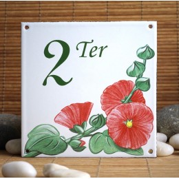 Numéro de rue émaillé décor Liseron