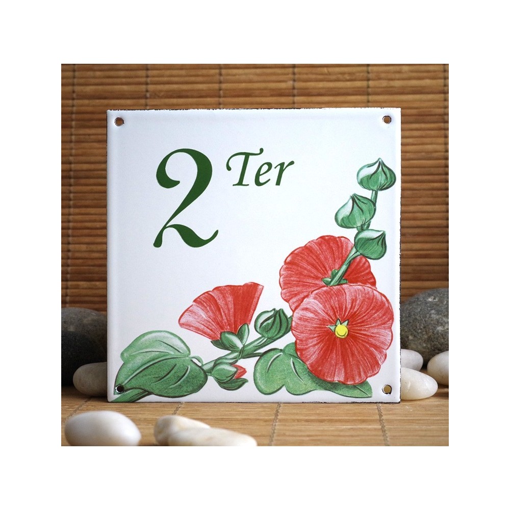 Numéro de rue émaillé décor Liseron