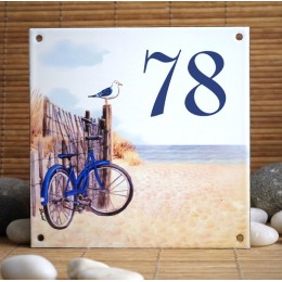 Numéro de rue émaillé décor Dunes