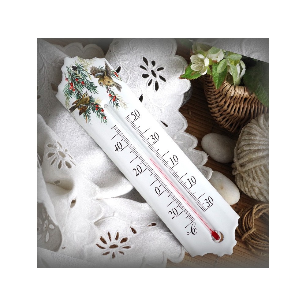 Enamel thermometer decoration Goldcrest