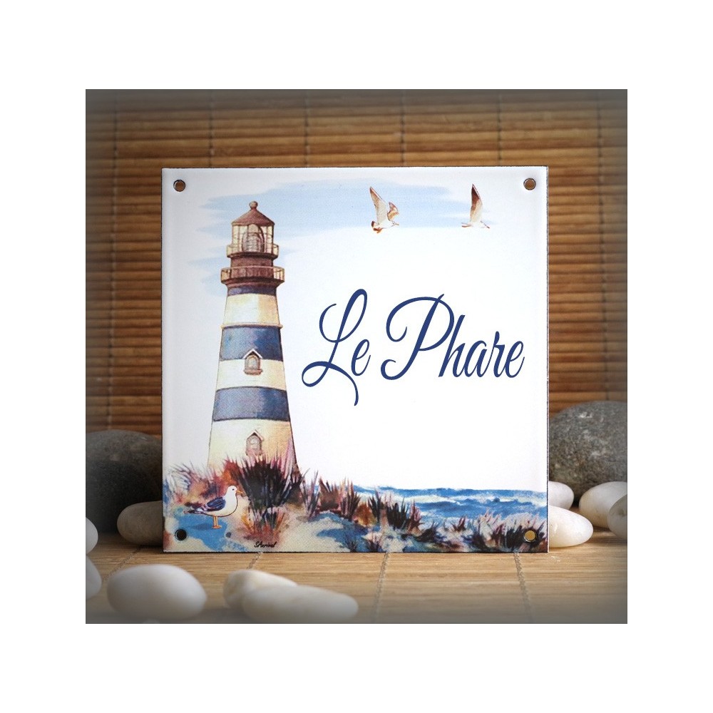Home plate enamelled Lighthouse decoration