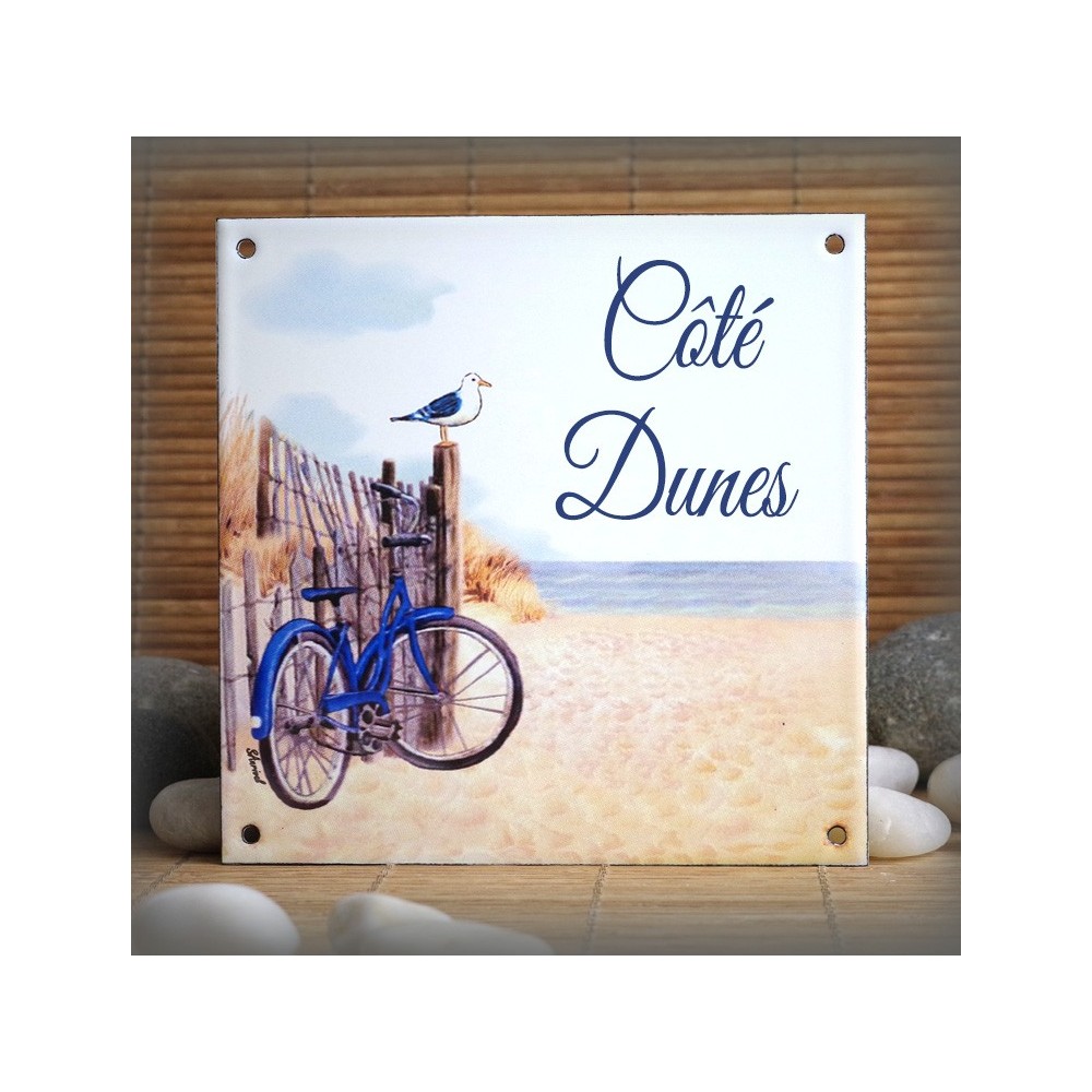 Home plate enamelled Dunes decoration, great vibes characters