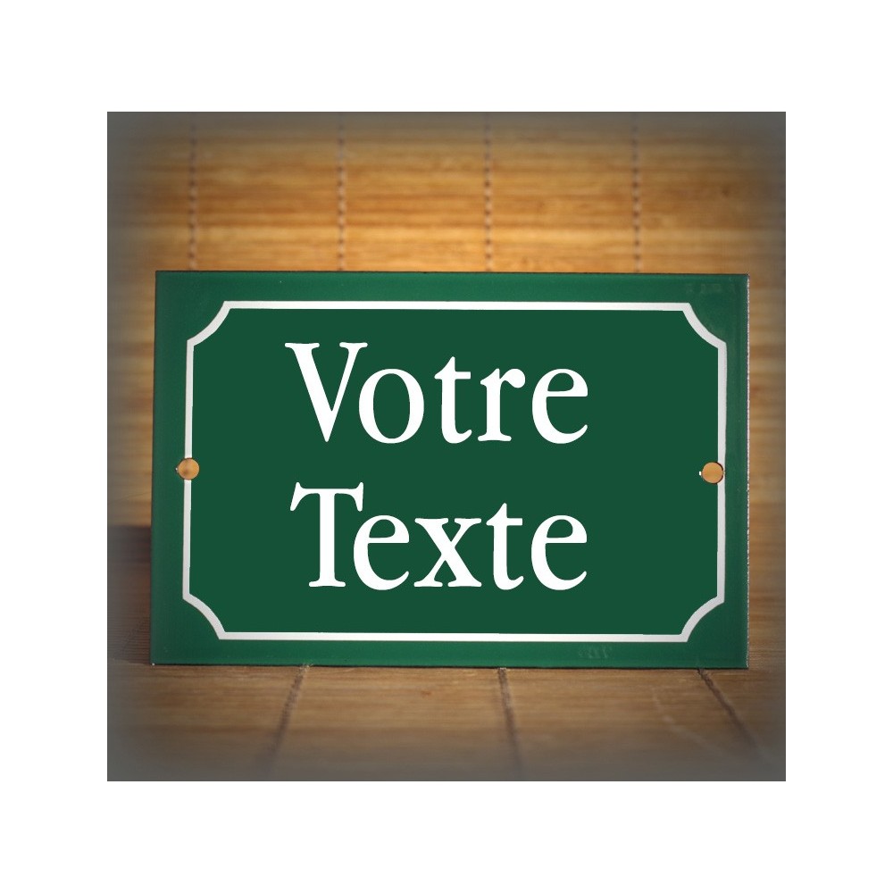 Plaque personnalisée 15x10cm en émail Vert