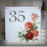 Numéro de rue émaillé décor Rose 15x15cm