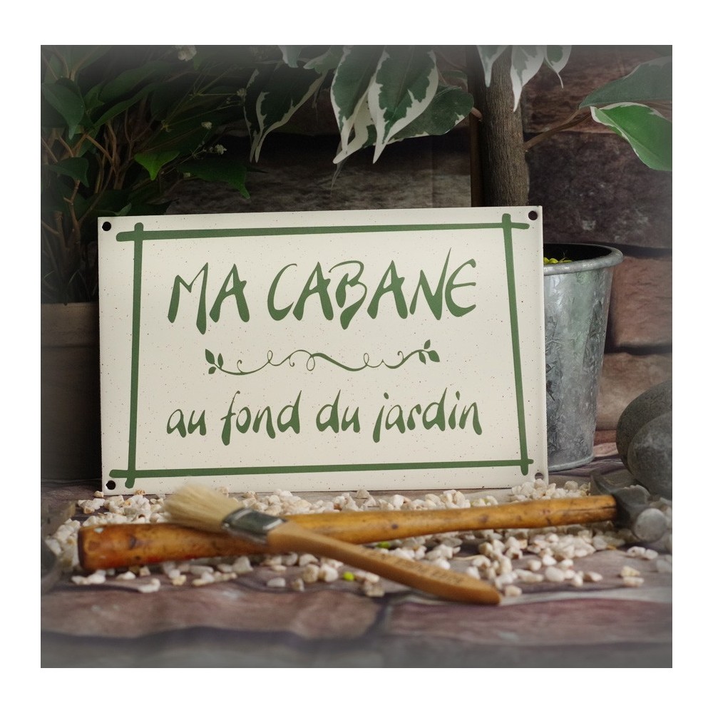 Grès Enamel plate "Ma Cabane au fond du jardin"
