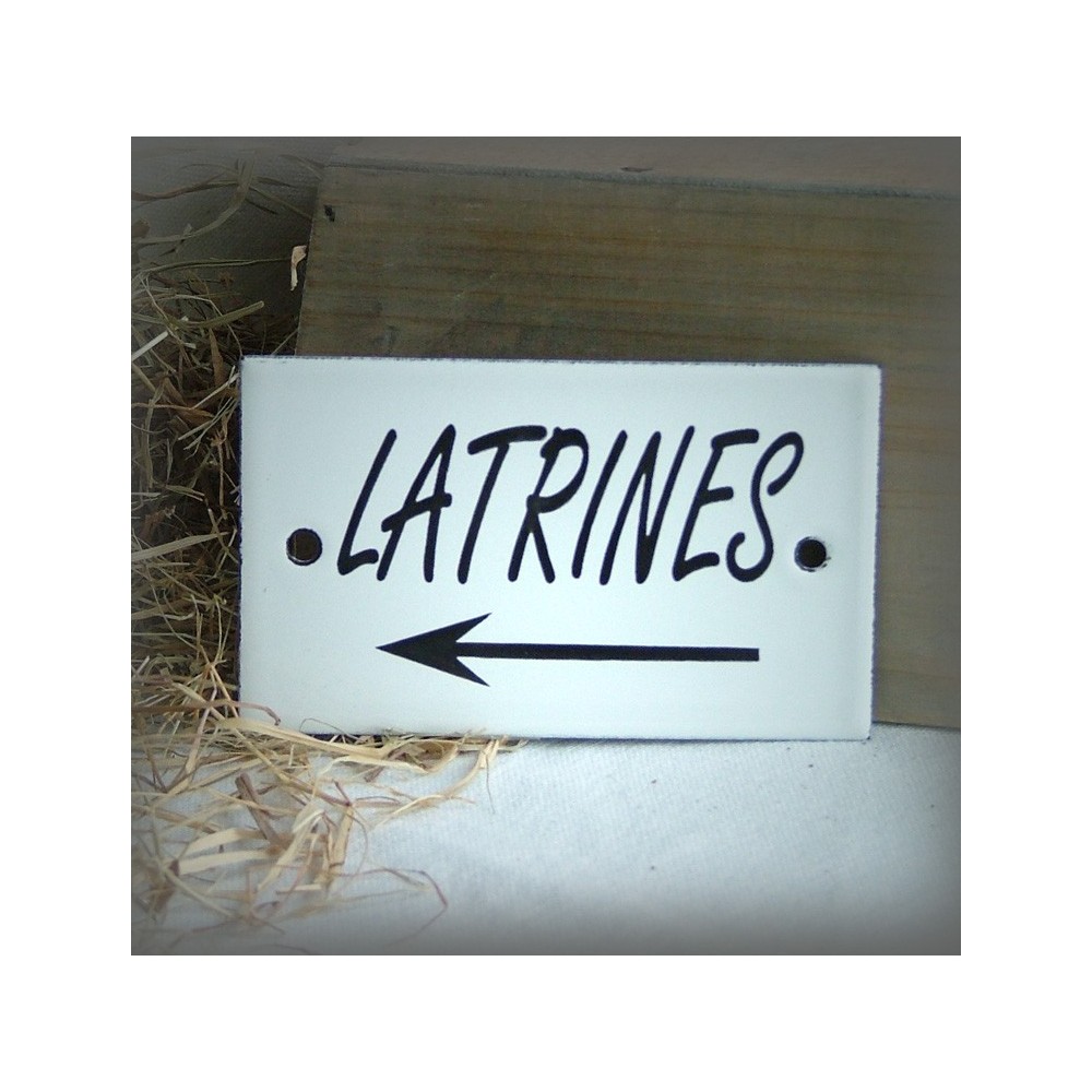 Enamel plate "Latrines with arrow to the left"