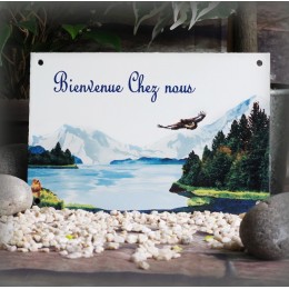 Bienvenue 22x15cm décor Montagne
