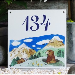 Street Number enamelled mountain marmot decoration