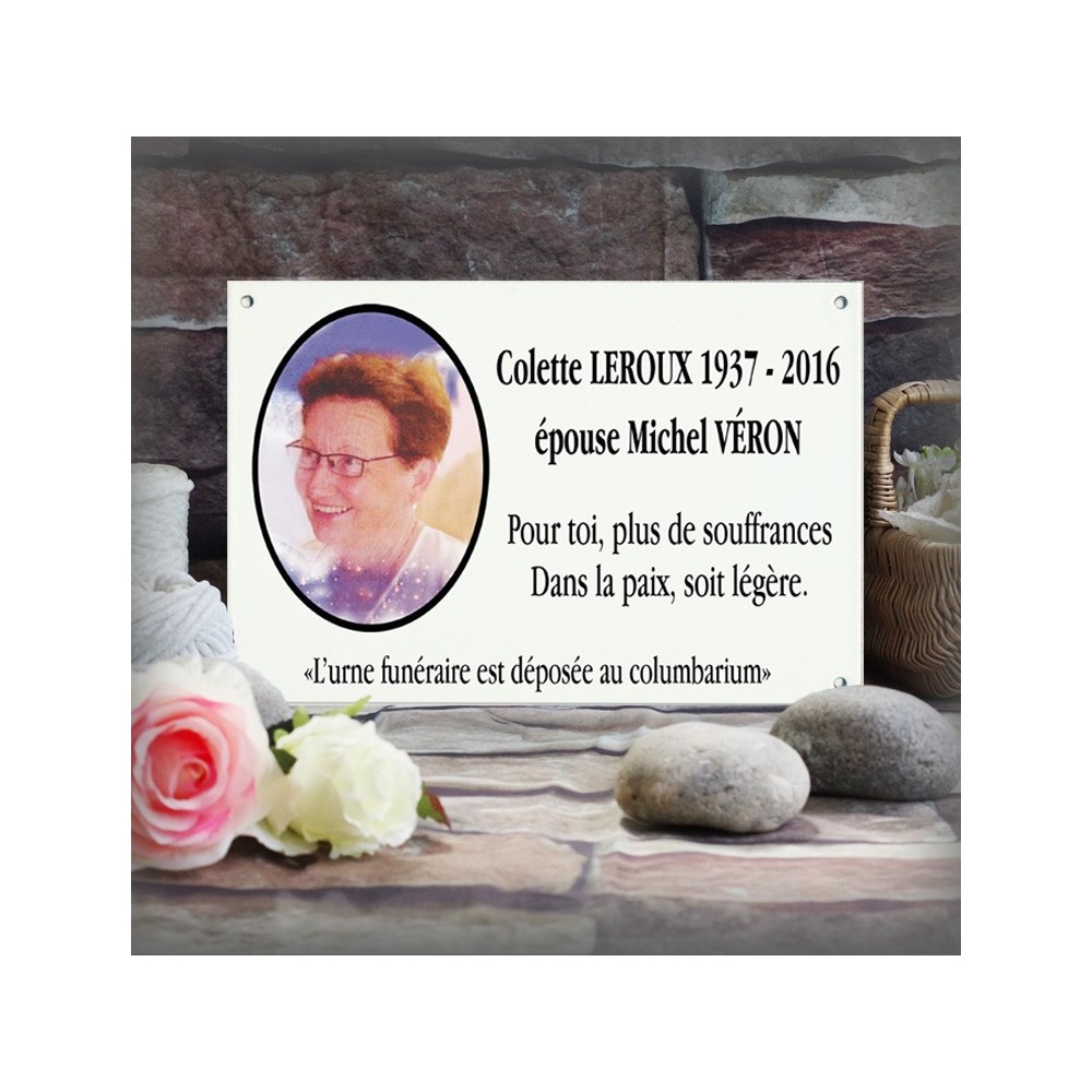 enameled funeral plate 11,2x8in + your photo