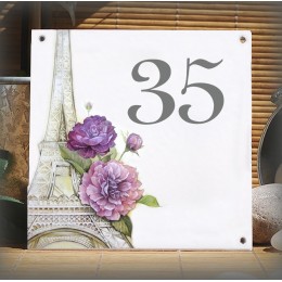 Numéro de rue émaillé 15x15cm décor fourni par le client