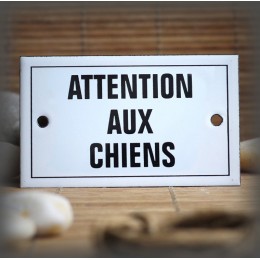 Plaque émaillée 10x6cm "Attention aux chiens"