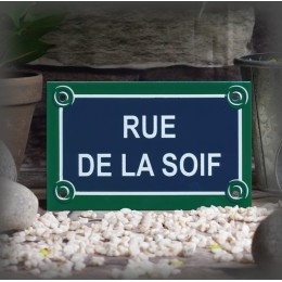 Plaque émaillée "RUE DE LA SOIF" style plaque de Paris