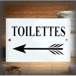 Enamel Door plate with French text "Toilettes" + left arrow