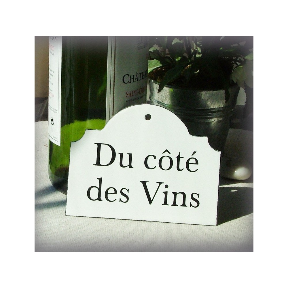 Plaque émaillée retro "du côté des Vins"