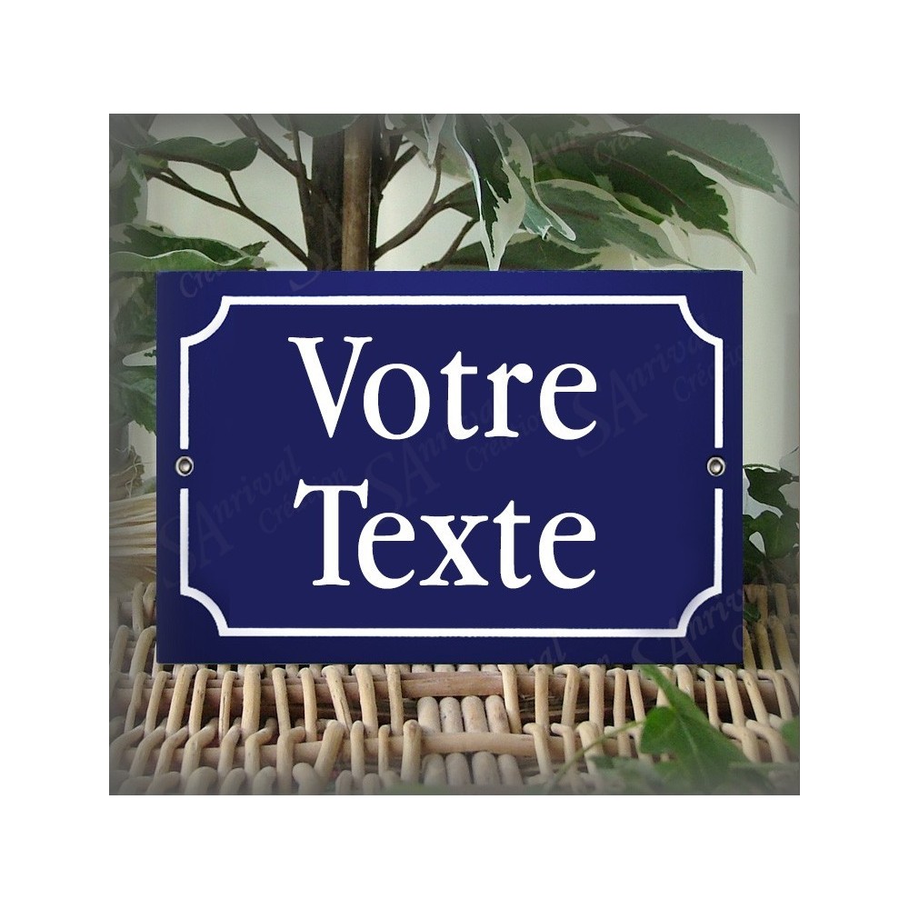 Personalized plate 6x4in in blue enamel