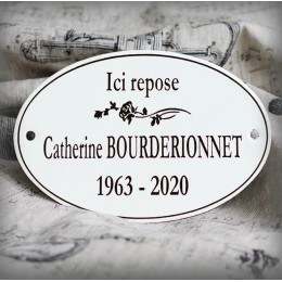 Personalized funeral white enamelled sign