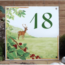 Street Number enamelled deer decoration 6x6in