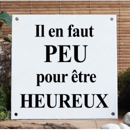 Plaque émaillée blanc personnalisée simple liseré 15x15cm