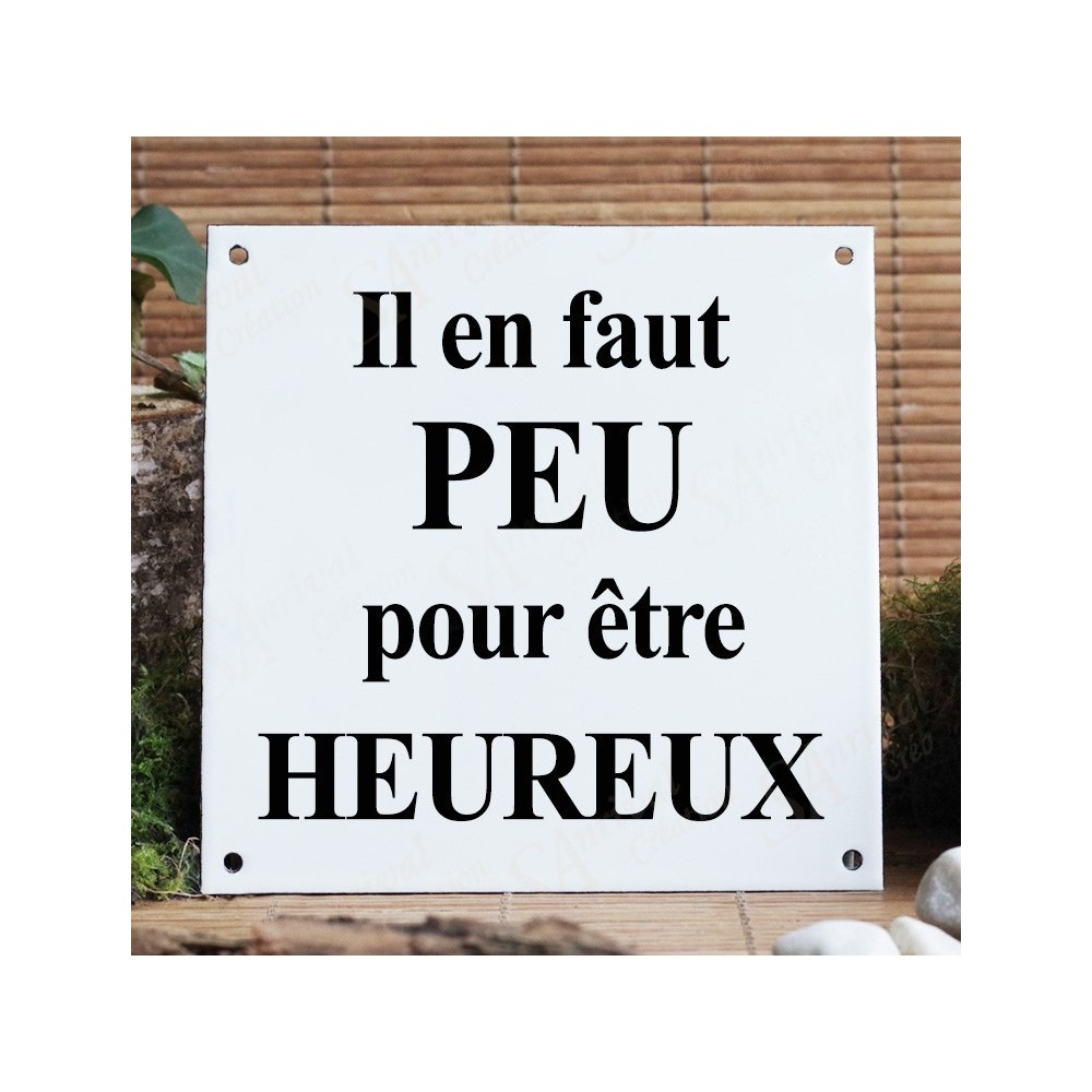 Plaque émaillée blanc personnalisée simple liseré 15x15cm