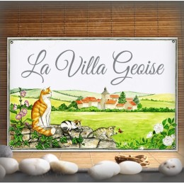 Plaque de Maison décor Chats avec votre texte personnalisé