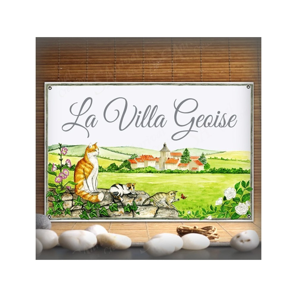 Plaque de Maison décor Chats avec votre texte personnalisé