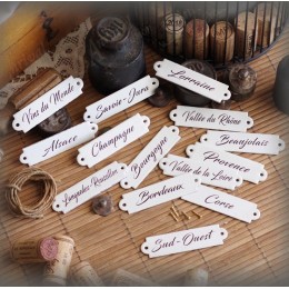 14 étiquettes "dorante" en émail blanc pour la cave