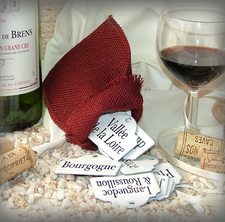 Lot d'étiquettes de cave en émail véritable Sanrival - Cadeau pour amateur de vin